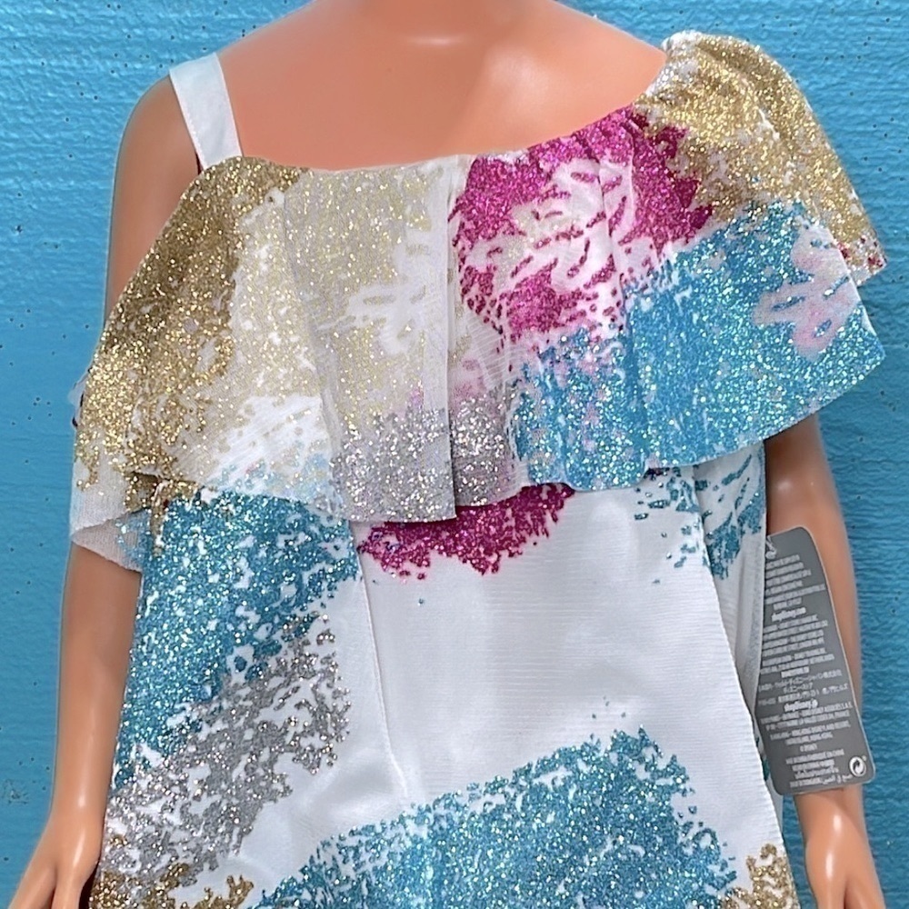 Pocahontas Disney Park Princess Glitter Shift Dress Dress Up Play Sizes 3 & 4 - Picture 5 of 11